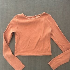 PacSun Women's Long Sleeve Crop Top - Tan